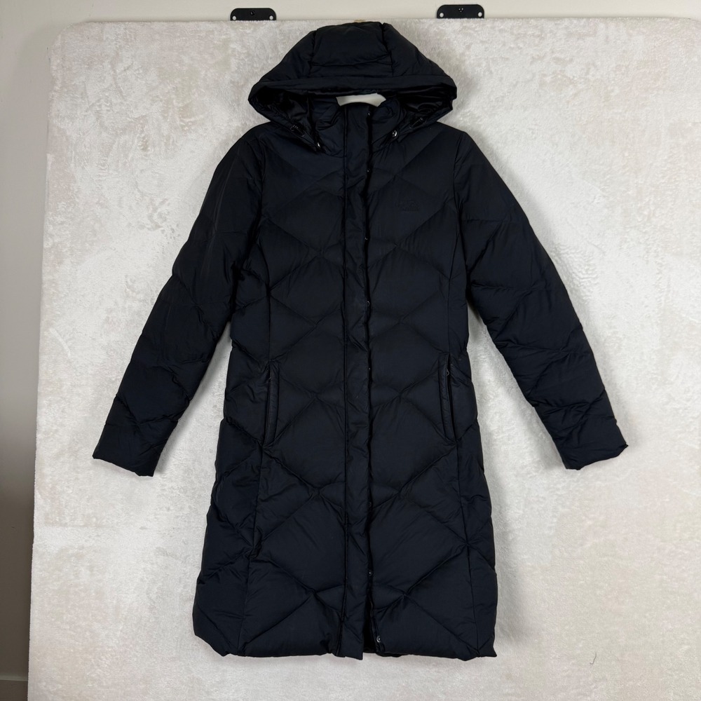 The North Face Womens Long Down Puffer Coat Black Hooded Winter Jacket Small